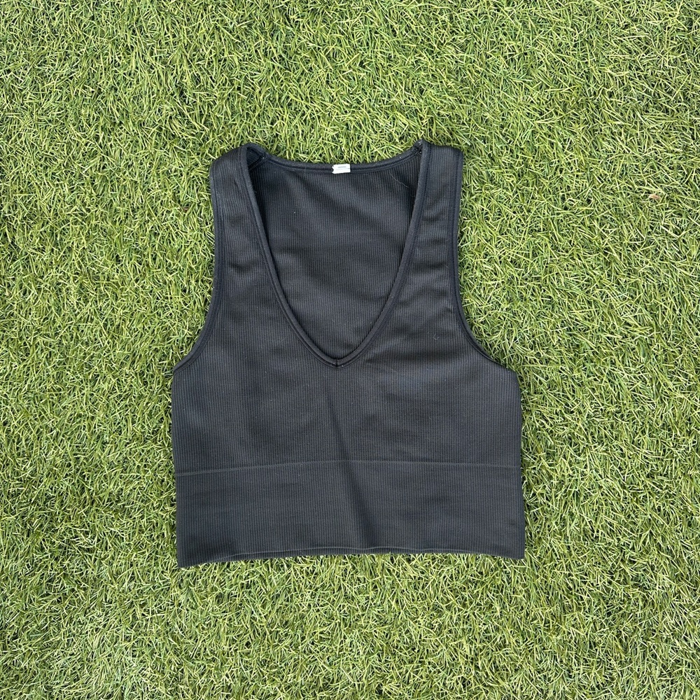 Athleta Aurora Seamless Cropped Rib Tank - Black